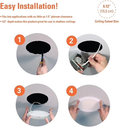 HALO HLB Recessed Lighting 6 Inch LED Thin Canless, Dimmable w/Selectable Color Temperatures - HLB6099FS1EMWR