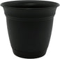 The HC Companies Eclipse Round Planter with Saucer - Outdoor & Indoor Plant Pot with Drainage Holes - Lightweight, UV-Resistant Plastic Pots for Plants, Flowers & Herbs (6" Black, Pack of 1)