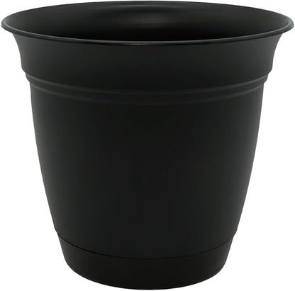 The HC Companies Eclipse Round Planter with Saucer - Outdoor & Indoor Plant Pot with Drainage Holes - Lightweight, UV-Resistant Plastic Pots for Plants, Flowers & Herbs (20" Black, Pack of 1)