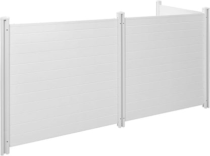 VEVOR Outdoor Privacy Screen, 50in H x 50in W Air Conditioner Fence, 3-Panel Pool Equipment Enclosure, Horizontal PVC Privacy Fence with 27.5 in Ground Stakes, No Dig Trash Can Fence for A/C Units