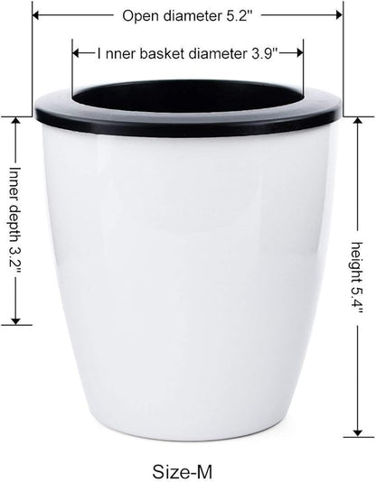 5.2“ Self Watering Planter White Flower Pot, 3 Pcs Medium Planter Pot, Mini Plant Pot, for All Plants, Herbs, African Violets, Succulents, Flowers Or Start Plants, White, 5 inch