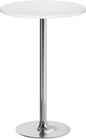 Flamaker Round Bistro Pub Table Modern Style Metal Base MDF Top Cocktail Bar Table Counter Bar Height for Pub, Dining Room, Party (1, White-Silver)