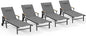 Ciokea Outdoor Lounge Chair with Pillow Set of 4, 5-Position Chaise Lounge with Wheels & Armrests, 400 lbs Heavy Duty Aluminum Pool Lounge Chairs, for Beach, Deck, Poolside & Backyard, Grey