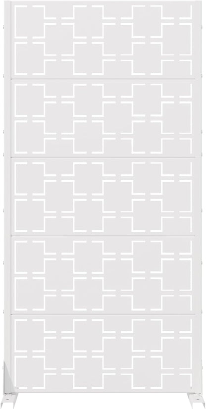 Casaphoria Metal Privacy Screen Outdoor, 60" H x 30" W Freestanding Decorative Privacy Screen for Patio Deck Balcony Garden with Stable Base, White-Square