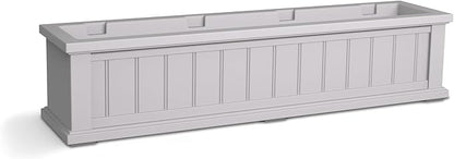 Mayne Cape Cod 4ft Window Box - White - 48in L x 11in W x 10.8in H - Polyethylene - Built-in Water Reservoir (4841-W)