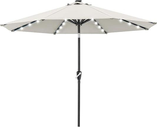 ABCCANOPY 10FT Durable Solar Led Patio Umbrellas with 32LED Lights (Light Beige)