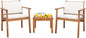 Devoko Patio Set 3 Piece Acacia Wood Outdoor Furniture Conversation Seat with Table & Cushions Porch Chairs for Balcony, Deck, Backyard