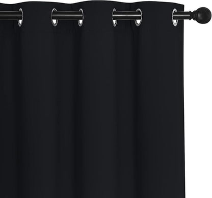 NICETOWN Black Blackout Curtain 78 inches Long - Thermal Insulated Grommet Soundproof Heat & Cold Blocking Privacy Doorway Curtain Window Treatment for Bedroom (1 Panel, W52 x L78)