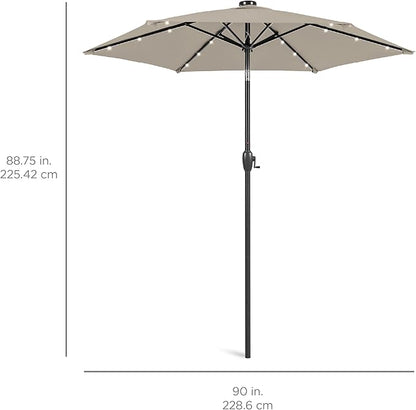 Best Choice Products 7.5ft Outdoor Solar Market Table Patio Umbrella for Deck, Pool w/Tilt, Crank, LED Lights - Beige