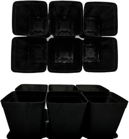OJYUDD 24 Pack 3 Inch Black Nursery Pot Flower Pots Square Plastic Plant Pot Plastic Starter Pots with Saucer Basket Indoor Outdoor for Your Room,Garden Office and Balcony Decor