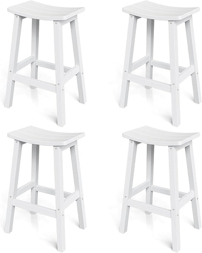 Stoog Weatherproof Bar Stools Set of 4, 28" Height Patio Bar Stools, Easy to Clean and Maintain, for Bar, Kitchen Counter, Deck, and Patio, White