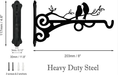 Multipurpose Hanging Basket Plant Brackets Outdoor Indoor, Heavy Duty Solid Steel Plant Hangers, Wall Mounted Lantern Hooks for Garden Plants Flower Light Bird Feeder Pack of 2