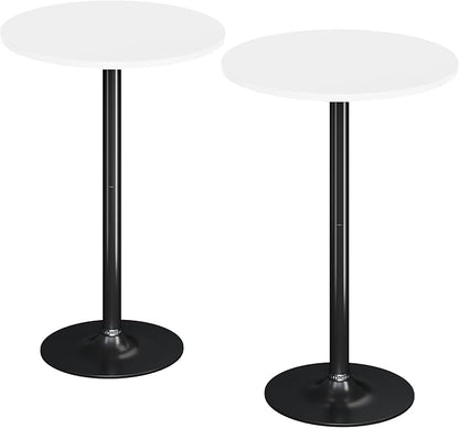 Flamaker Round Bistro Pub Table Modern Style Metal Base MDF Top Cocktail Bar Table Counter Bar Height for Pub, Dining Room, Party (2, White-Black)