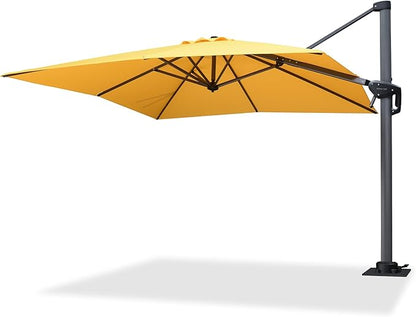 PURPLE LEAF 8' X 8' Patio Umbrella with Steel Plate Base for Pool 7' High Offset Outdoor Cantilever Umbrella Swimming Pool Umbrella with 360°Rotation for Poolside Yellow
