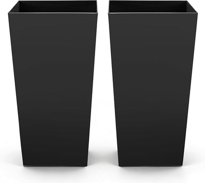 VEVOR 30 inch Tall Planters for Outdoor Plants Set of 2, Black Tall Planter for Indoor Plants, Modern Large Planters for Front Porch Patio Balcony, Plant Container Flower Pots with Built-in Drainage