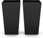 VEVOR 30 inch Tall Planters for Outdoor Plants Set of 2, Black Tall Planter for Indoor Plants, Modern Large Planters for Front Porch Patio Balcony, Plant Container Flower Pots with Built-in Drainage
