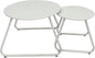 Patio Outdoor Coffee Table Set of 2, Weather Resistant Steel Round End Tables, Outdoor Nesting Table for Patio, Balcony, Bistro and Indoor, Black (White)