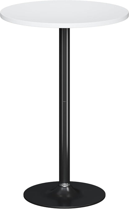 Flamaker Round Bistro Pub Table Modern Style Metal Base MDF Top Cocktail Bar Table Counter Bar Height for Pub, Dining Room, Party (1, White-Black)
