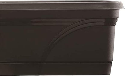 Southern Patio 36 Inch Rectangular Indoor Outdoor Medallion Hanging Windowsill Garden Box Planter, Black (2 Pack)