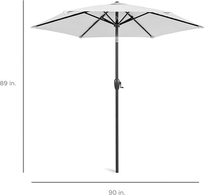 Best Choice Products 7.5ft Heavy-Duty Round Outdoor Market Table Patio Umbrella w/Steel Pole, Push Button Tilt, Easy Crank Lift - Fog Gray