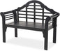Plow & Hearth Weatherproof Lutyens Eucalyptus Wood Garden Bench | Foldable Patio Bench | Outdoor Furniture Seating for Porch Park Deck | Black