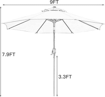 Sunnyglade 9' Patio Umbrella Outdoor Table Umbrella with 8 Sturdy Ribs（Purple）