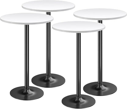 Furmax Bistro Pub Table Round Bar Height Cocktail Table for Home Bar, Small Round Bar Tables for Party, Dining Room, Living Room and Wedding, Metal Base MDF Top Obsidian, 40.6 Inch Height (4, White-1)