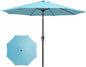 JEAREY 9FT Patio Umbrellas Outdoor Table Umbrella with Push Button Tilt and Crank, Market Umbrella 8 Sturdy Ribs UV Protection Waterproof for Garden, Deck, Backyard, Pool (Sky Blue)