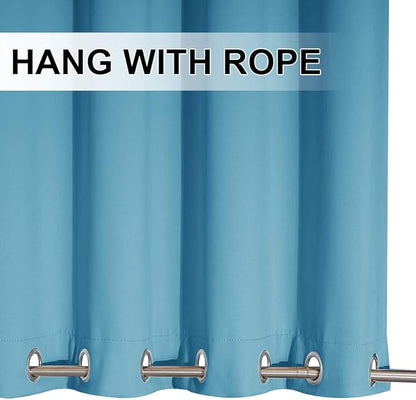 NICETOWN 2 Panels Weighted Outdoor Curtains 84 inch Long, Stainless Grommet Top & Bottom, Waterproof & Windproof Thermal Insulated Sun Blocking Privacy Curtains for Gazebo/Pergola, Teal Blue, 52" W