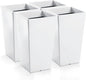 Hushee Set of 4 Tall Outdoor Planters 21 Inch Tall Tapered Square Planter with Drainage Hole Large Flower Tree Plant Pot Resin Flower Pots for Front Porch Door Garden Patio Indoor