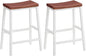 HOOBRO Bar Stools, Set of 2 Bar Chairs, 23.6 Inch Saddle Stools, Kitchen Counter Seat with Footrests, Industrial Barstools for Dining Room, Kitchen, Counter, Bar, Walnut and White HW02MD01