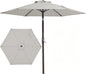 JEAREY 7.5FT Patio Umbrella Market Table Umbrella with 6 Sturdy Ribs, Push Button Tilt/Crank Outdoor Umbrella for Garden, Deck, Backyard, Pool and Beach,Light Grey