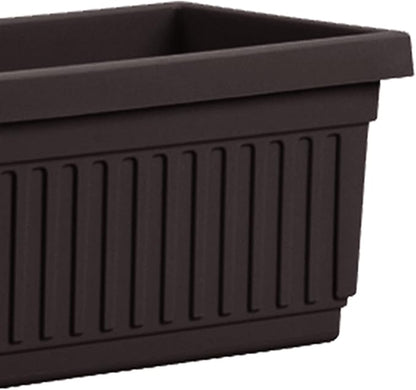 HC Companies 24 Inch Long Fluted Plastic Venetian Garden Window Container Planter Box for Flowers, Vegetables, or Succulents, Black (4 Pack)