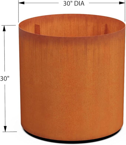 PLANTERCRAFT Corten Steel Metal Planter Box, Round Sizes, Modern Garden Steel planters for Commercial and Residential Outdoor Use.