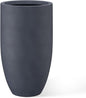 Kante 24 Inch Tall Round Concrete Planter, Large Indoor Outdoor Plant Pots with Drainage Hole and Rubber Plug, Modern Decorative Garden Pots for Home Patio Porch, Charcoal