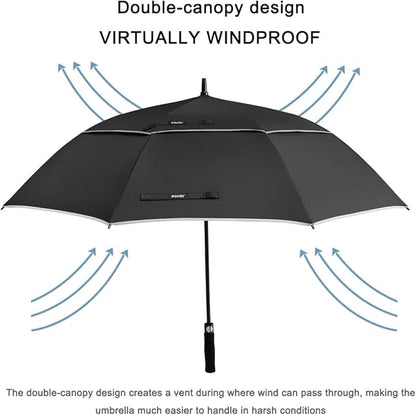 G4Free 47/54/62/68/72 Inch Automatic Open Golf Umbrella Oversize Extra Large Double Canopy Vented Windproof Waterproof Stick Umbrellas