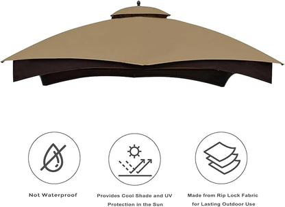 Eurmax USA High Performance Replacement Canopy Top for Lowe's Allen Roth Heavy Duty Gazebo Roof Gazebo Top with Air Vent 10X12 Cover #GF-12S004B-1, Replacement Top Only (Khaki)