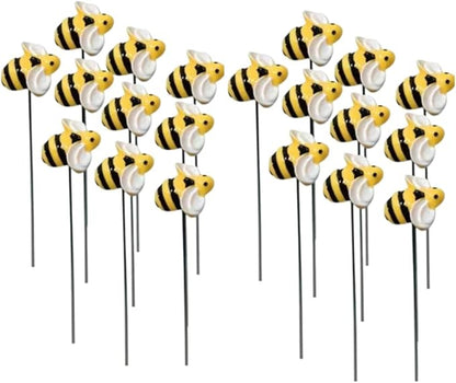 20pcs Bee Garden Stakes, Resin Bumblebee Yard Decor for Flower Pots - Spring Summer Outdoor Decoration, Durable Garden Stakes for Flower Beds & Lawn (20pcs)