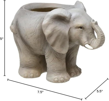 Spoontiques Decorative Flower Pots for Indoor and Outdoor Use – Hand Painted Resin Plant Pot – Home and Garden Décor (Elephant, 5" x 7.5" x 5.5")