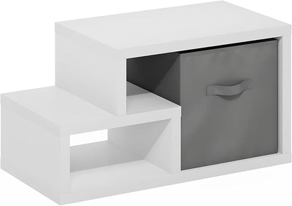 Furinno Viola Multipurpose Shelf, with Storage Bin, White/Light Grey