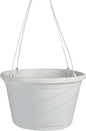 The HC Companies Euro Hanging Basket Planter Decorative 12-Inch Large Plastic Hanging Basket w/Swirl Design for Outdoor Plants, White