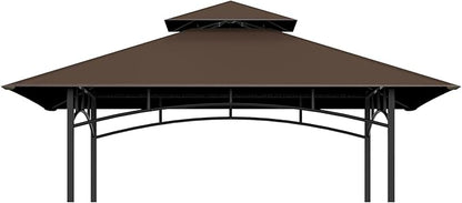Grill Gazebo Replacement Top, 5 * 8 Outdoor BBQ Top Cover, Double Layer BBQ Gazebo Top Canopy for Model #L-GG001PST-F (Brown)
