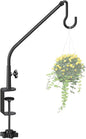 20 Inch Extended Reach Deck Hook Hanger for Railing, Heavy Duty Outdoor Plant Hook Holder for Hanging Bird Feeder Pole Deck Hanger Flower Basket Planter or Lanterns, Wind Chimes, 1 Pack