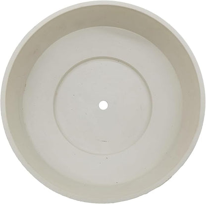 The HC Companies 8 Inch Round Plastic Succulent Capri Bowl Decorative Indoor Flower Succulent Planter Pot with Drain Plug Hole, Vanilla Bisque (2 Pack)