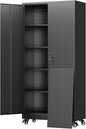 Yizosh Metal Garage Storage Cabinet with Locking Doors and Adjustable Shelves,- 75" Rolling Steel Tool Cabinet for Home Office,Garage,Warehouse