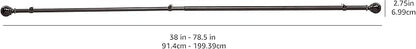 Amazon Basics Adjustable Curtain Rod for Windows, Round Finials, Easy Installation, Sturdy, 1-Inch Rod, 36" to 72", Black, 2-Pack