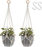 Artilady Hanging Planter for Indoor Plants Macrame Plant Hanger Large Hanging Plant Holder with Adjustable Beads Plants Basket White Rope Boho Plant Wall Decor (White Bead-2pcs)