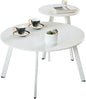 Outdoor Patio Coffee Table Set of 2, Weather Resistant End Table, Round Nesting Tables for Living Room Balcony Office, White