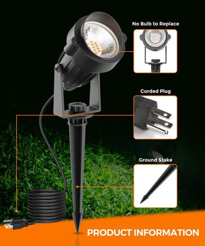 L LOHAS LED Halloween Orange and Purple Spotlights Outdoor, Auto On/Off 5W 120V Landscape Lighting for for House, Holiday, Trees, Decoration, 450LM IP66 Waterproof, UL Listed, 2 Pack