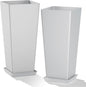 24" Tall White Planters for Outdoor Plants Set of 2, Large Flower Pots Planters with Drainage Holes & Tray, Modern Indoor Tapered Tall Planter for Front Porch